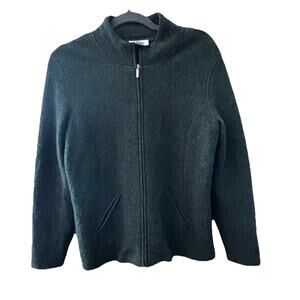Talbots 100% Wool Jacket Sz M Forrest Green Full Zip Gorpcore Winter Preppy